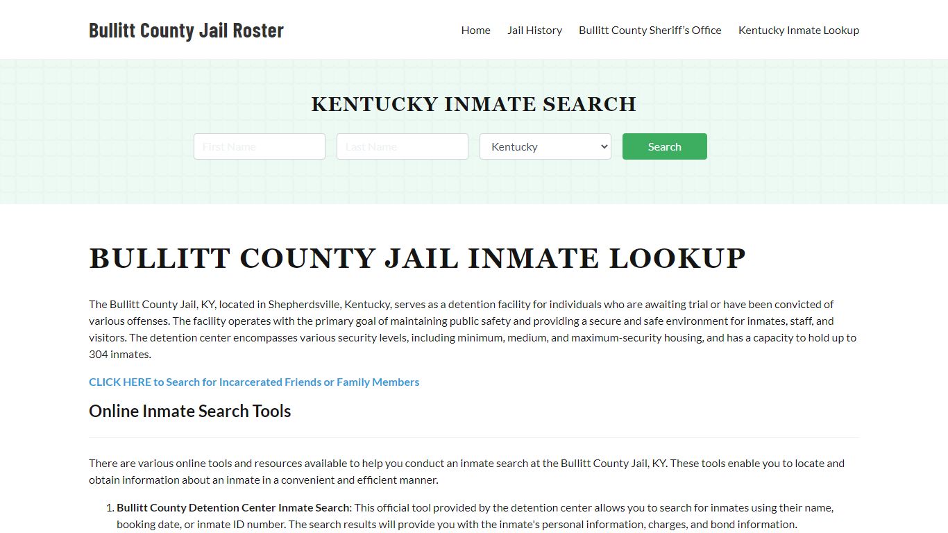 Bullitt County Jail Roster Lookup, KY, Inmate Search