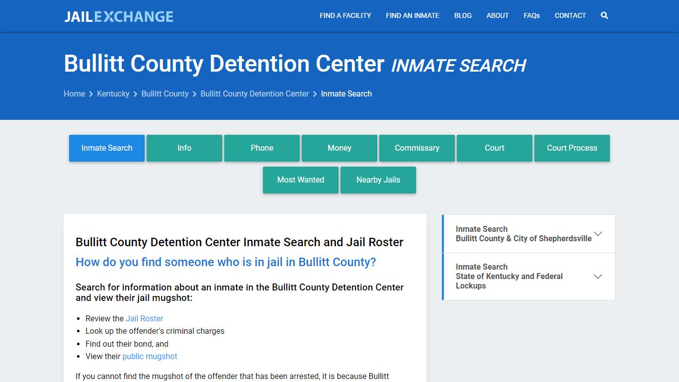 Bullitt County Detention Center Inmate Search - Jail Exchange