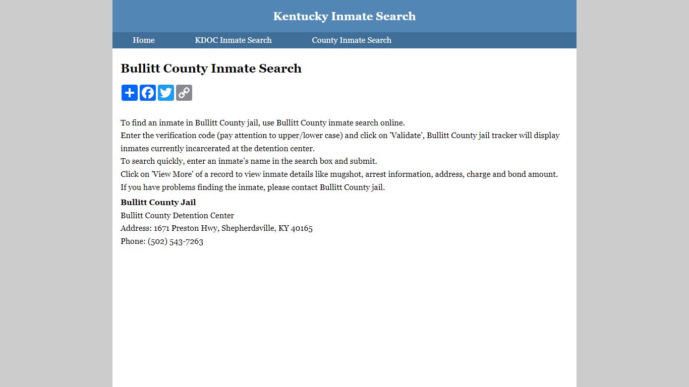 Bullitt County Inmate Search