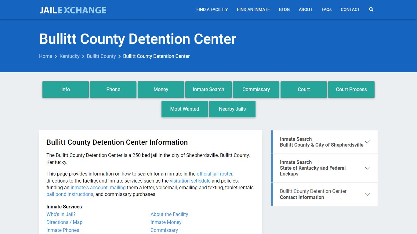 Bullitt County Detention Center, KY Inmate Search, Information