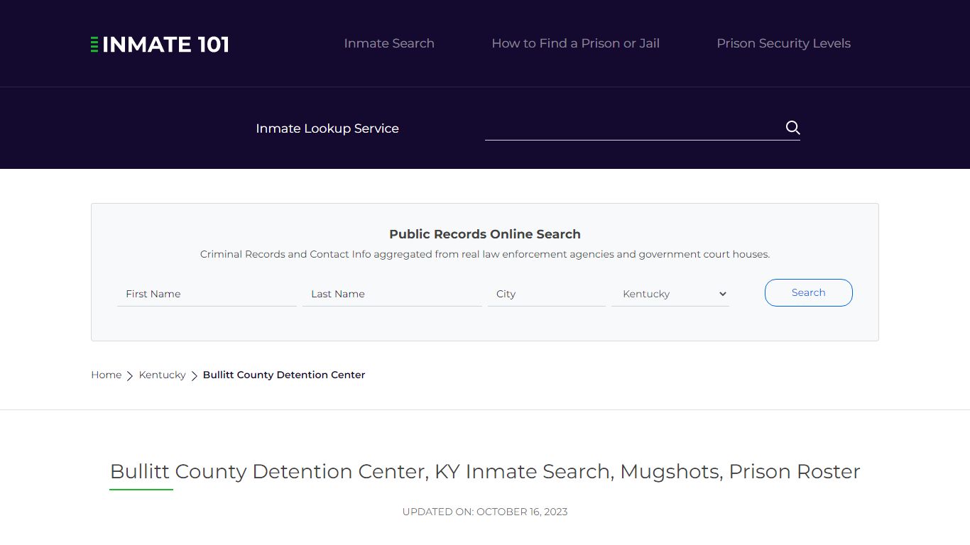 Bullitt County Detention Center, KY Inmate Search, Mugshots, Prison ...